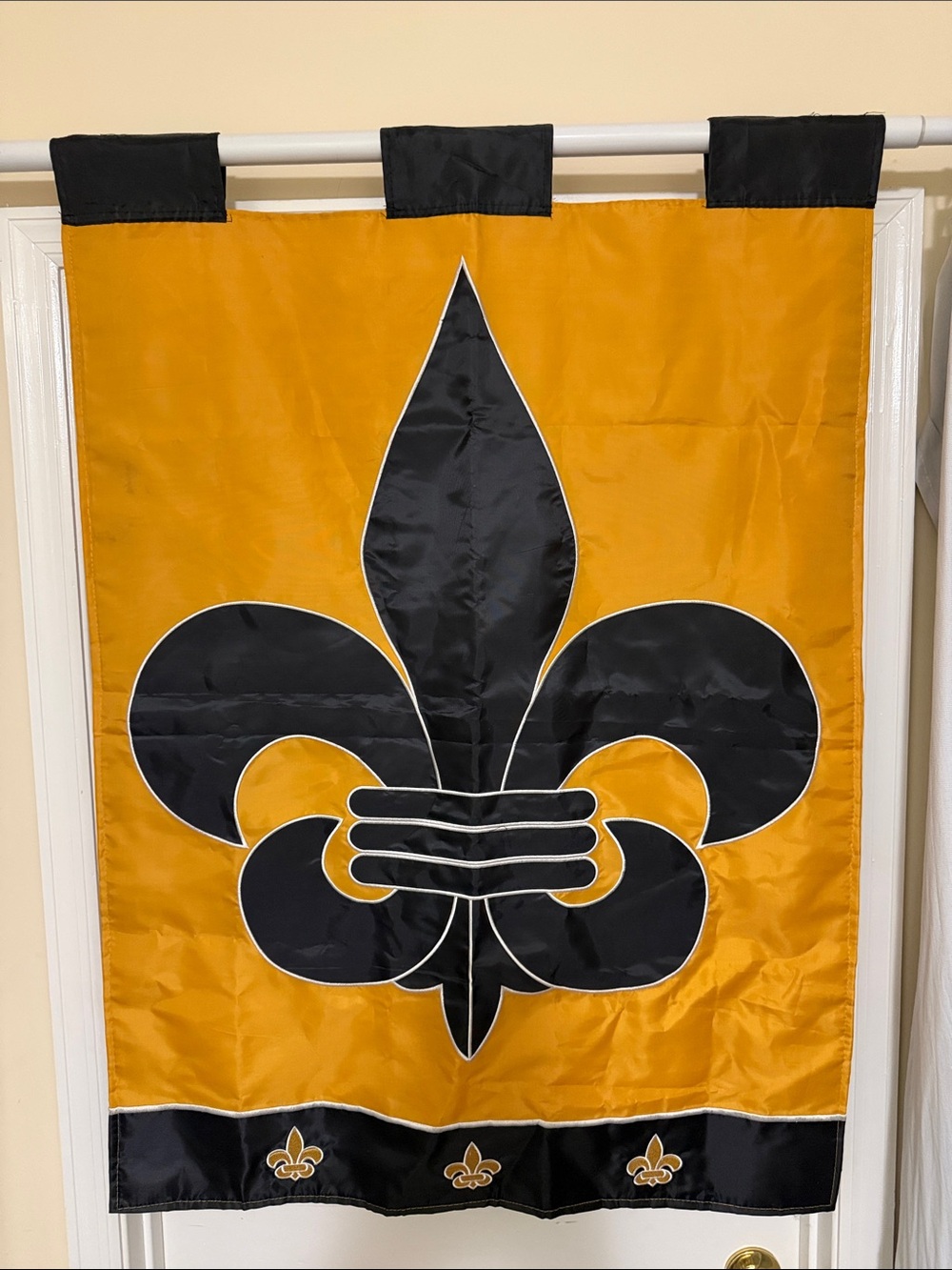 Black Fleur-de-Lis 18x39” Flag on Gold Background